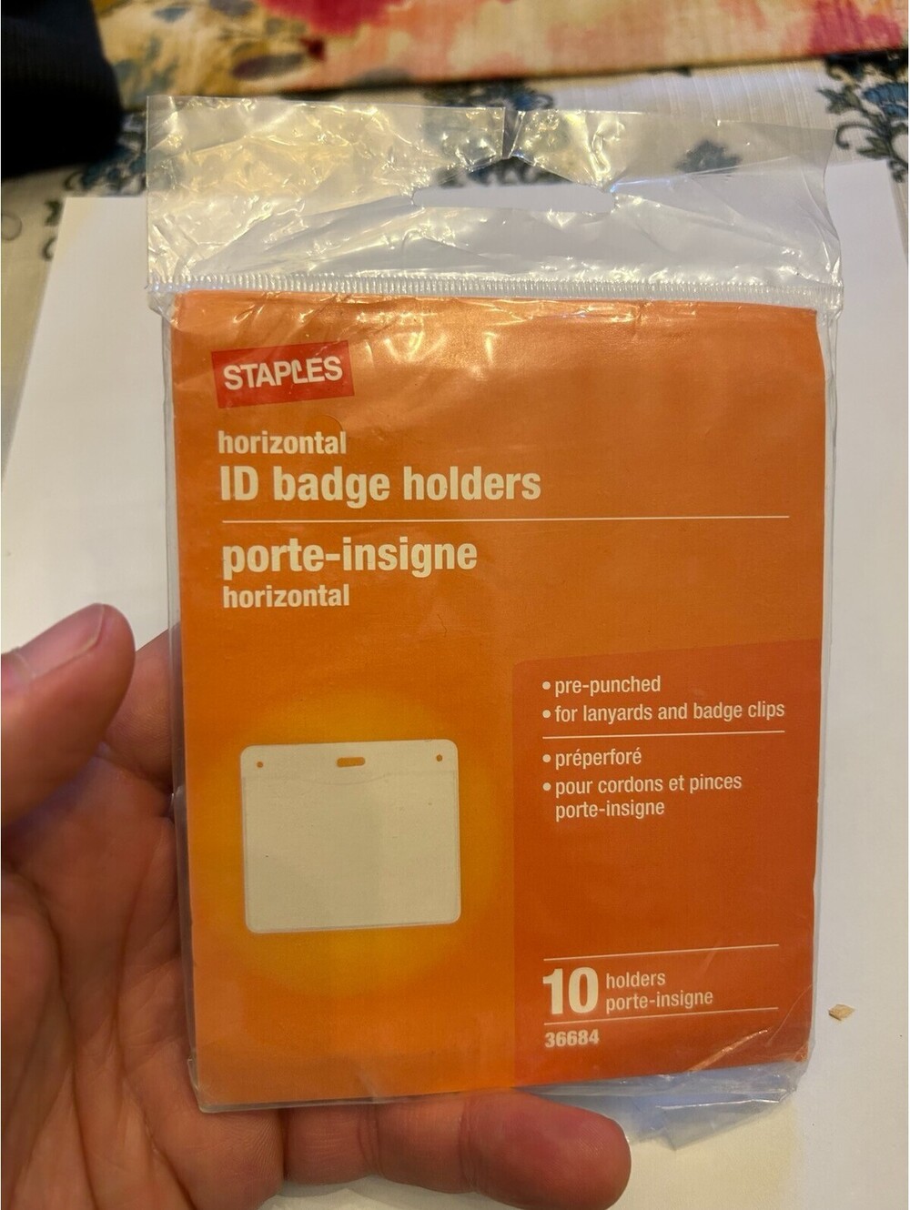 Staples 36684 Horizontal ID Badge Holders Clear 3x4 10 Pack New